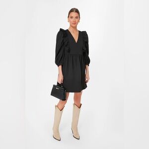 Pomander Place Black Ruffle Long Sleeve Dress